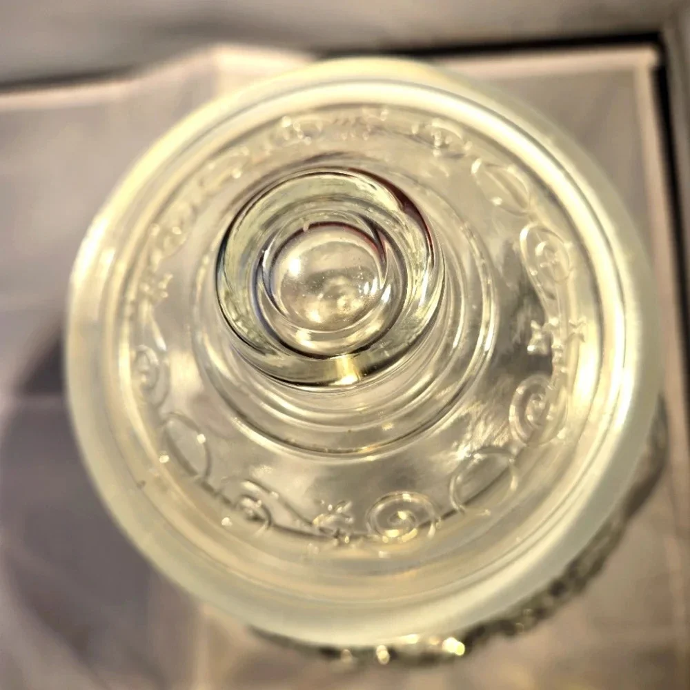 Vintage Kig Indonesia Clear Glass Cookie Jar Embossed Fruit Canister + Lid 11